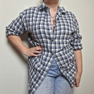 Banana Republic Factory Lightweight Flannel Plaid Button Down Shirt Size Large